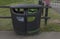 Street litter bin with segregated parts for recycling and landfill