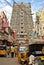 Street in Madurai with a view on Meenakshi temple