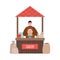 Street market counter with grocery cartoon vector illustration isolated.