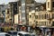 Street market and dilapidated houses in the commercial quarter Karakoy in the Beyoglu district of Istanbul, Turkey