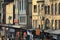 Street market and dilapidated houses in the commercial quarter Karakoy in the Beyoglu district of Istanbul, Turkey