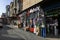 Street market and dilapidated houses in the commercial quarter Karakoy in the Beyoglu district of Istanbul, Turkey