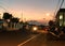 Street with mountain background in the morning