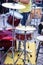 Street music band plays on various drum kits