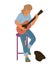 Street musician guitar player - professional artist or performer, flat vector.