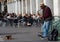 Street musician performing in Massena square, Nice, France