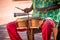 Street musician playing drums in Trinidad Cuba