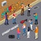 Street Musicians Isometric Illustration