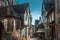 Street old Breton town Vitre, France