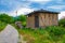 Street in old deserted Bulgarian mountainous village Rhodopes Bulgaria