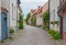 Street with old houses in a Swedish town Visby