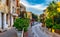 Street in the old town of Chania, Crete, Greece. Charming streets of Greek islands, Crete. Beautiful street in Chania, Crete