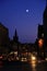 The street in old town Edinburgh Scotland. Evening city life in the centre of the city