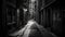 street in the old town narrow alley in the old town alley in the night generative AI