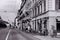 Street and old yellow buildings in Neuchatel, Switzerland