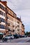 Street and old yellow buildings in Neuchatel, Switzerland