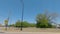 Street Pan of urban abandoned run down buildings and new homes