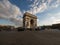 Street panorama view of historic Arc de Triomphe Etoile monument landmark traffic Champs Elysees Paris France Europe