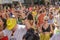 Street Parade Carnival. People dancing and playing Samba Music instruments in the streets of Rio de Janeiro, Brazil.