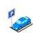 Street parking icon, isometric 3d style