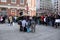 Street performer jumping over bystanders,Boston