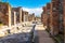 Street in Pompeii, the ancient Roman city, destroyed by the eruption of Mount Vesuvius, Naples, Italy