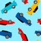 Street racing cars in a seamless pattern