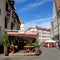 Street restaurants in the old medieval town of Tallinn, Estonia. Olde Hanse is popular restaurant for tourists.