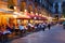 Street restaurants at Placa Reial in night. Barcelona