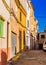 Street with rustic houses of mediterranean town Felanitx on Majorca island, Spain