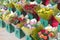 Street sale of flower bouquets near metro station.Roses,tulips, carnations,lilies,gypsophila,hyacinths,chrysanthemums