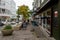 Street scene in Akureyri, Iceland, city center on overcast autumn morning.