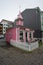 Street scene in Akureyri, Iceland, city center on overcast autumn morning.