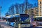 Street scene at a bus stop in a small shopping street in Lichtenrade on the outskirts of Berlin, Germany