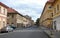 Street scene with classic townhouses, Terezin, Czechia