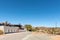 Street scene with a house and aloes, in Vanderkloof