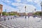 Street scene at Place MassÃ©na in Nice, France, with a roadside police car to improve security