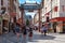 Street scene on a sunny day at Chinatown in London