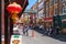 Street scene on a sunny day at Chinatown in London