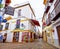 Street scene with traditional Andalucian architecture in the historical city of Cordoba, Spain