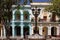 Street scene with traditional colorful buildings in downtown Havana, Prado