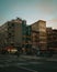 Street scene with vibrant sunset colors, in Chinatown, Manhattan, New York