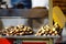 Street seller making chestnuts in Istanbul