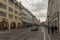 Street with shops and buildings in the historic old town, Freiburg, Germany