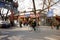 Street and shops inside a Beijing hutong.