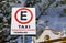 Street sign indicating allowed parking for taxis, Tiradentes, Brazil