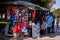 A street souvenir stall in Belgrade sells Russian symbols and Putin T-shirts