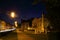 Street in Spisska Nova Ves at night, Slovakia