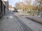 Street on a sunny autumn day in Charleroi, Wallonia.