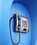 Street telephone closeup in blue box. 3d rendering